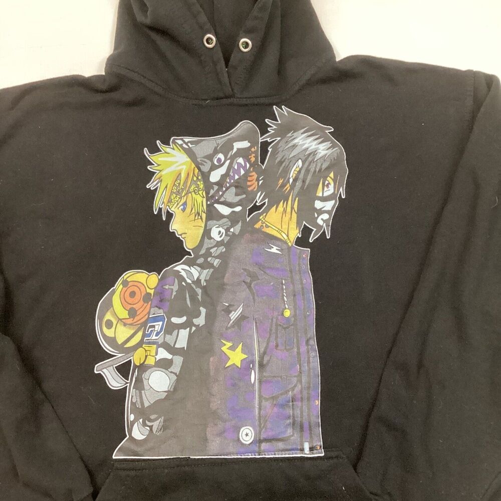 Jon Lauren Apparel - Naruto x Sasuke - Men's Sz Large - Black Hoodie -No Strings